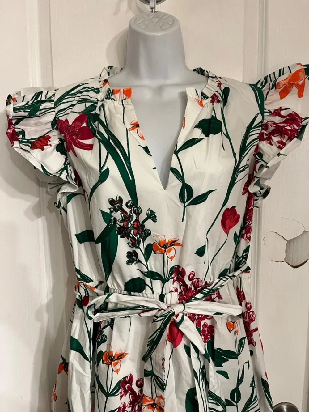Sugar Lips Anne Floral Ruffle Mini Dress Size large Tiered Coquette Cotton - Picture 9 of 13